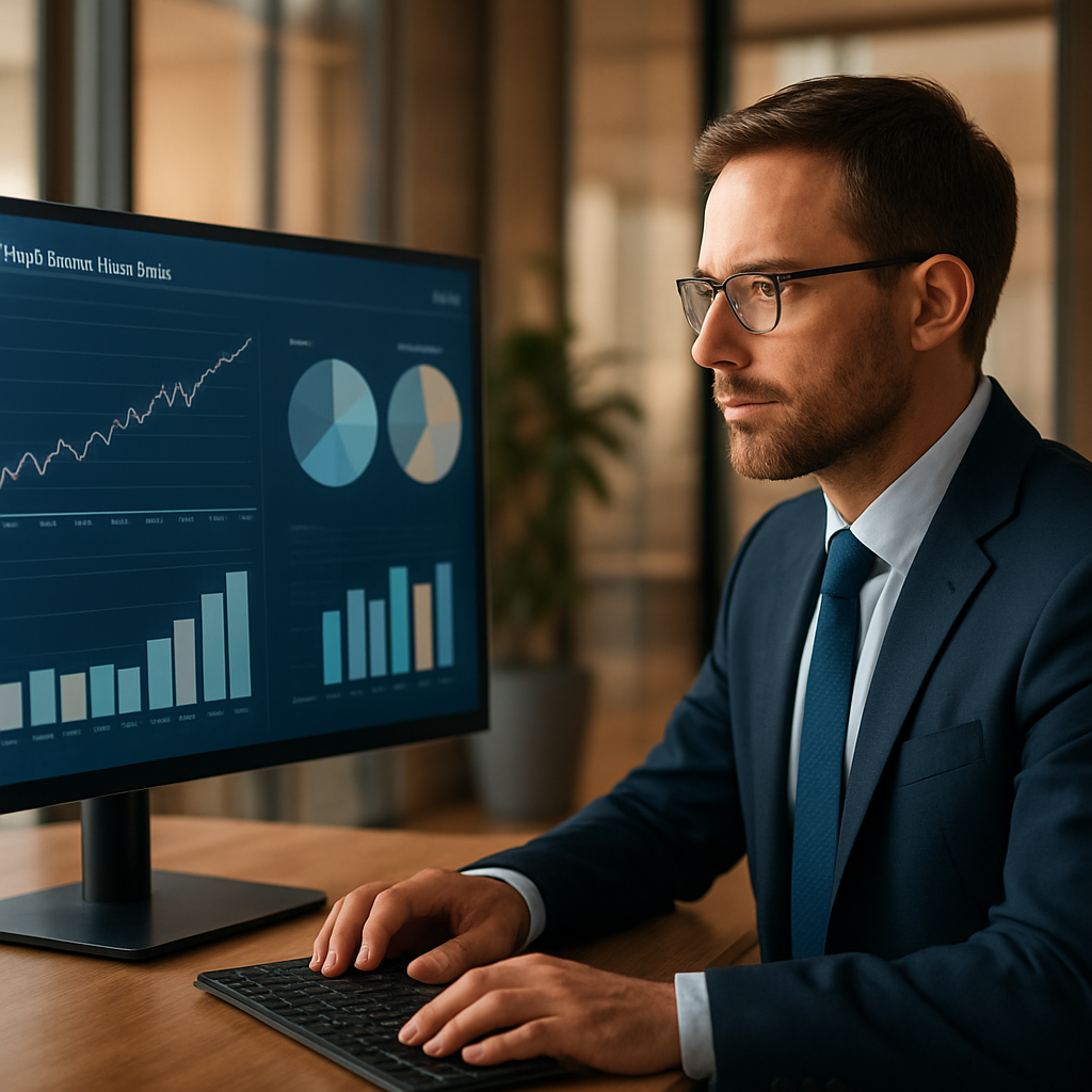 A portfolio manager reviewing diversified asset allocation charts on a monitor